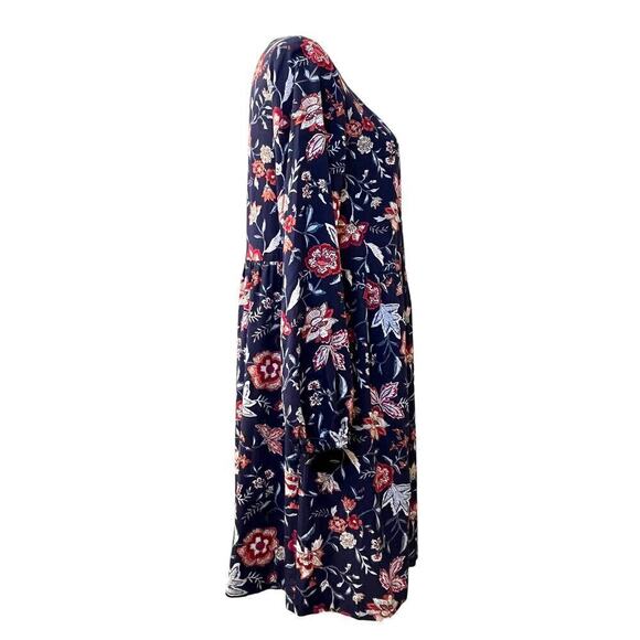 Old Navy Swing Dress Womens Small Blue Floral Soft Woven Keyhole Cottage Prairie - Picture 4 of 11